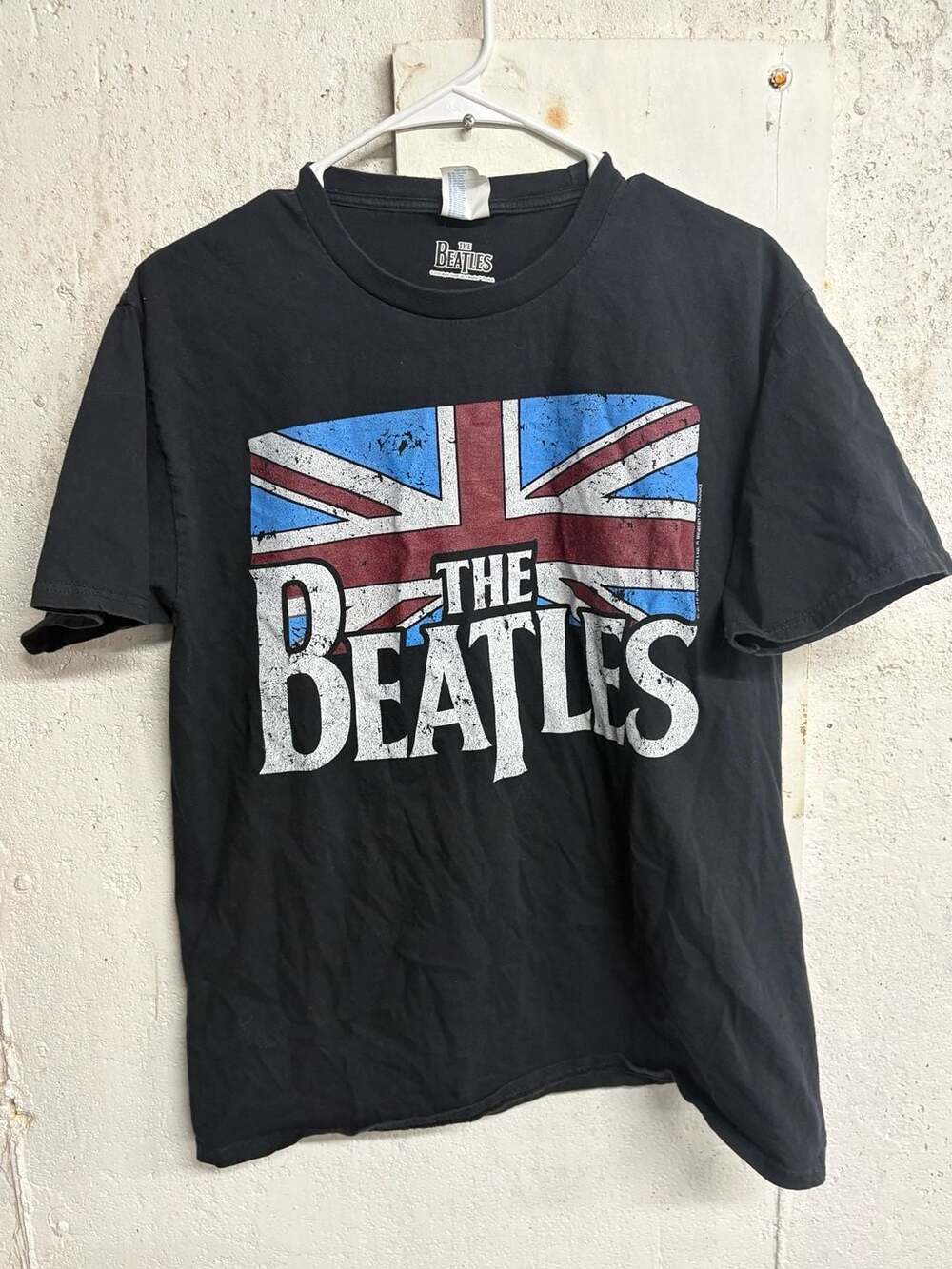 The Beatles Union Jack British Flag Graphic T-Shirt Black Large